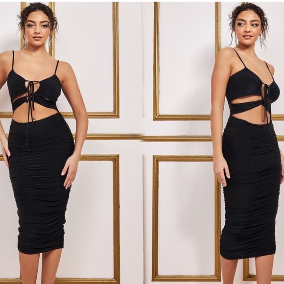 Anthropologie Dresses & Skirts - ✨ NWT ANTHROPOLOGIE Black Cut Out Ruched Black Dress